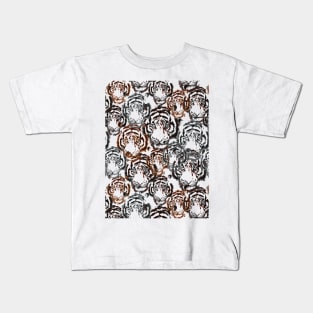 Seamless pattern illustration abstract graphic tiger faces art Kids T-Shirt